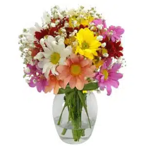 Mix de flores Campestres em vaso de vidro