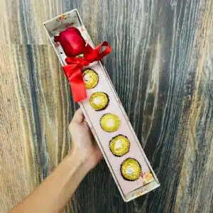 Caixa 5 Bombons ferrero Rocher e uma Rosa