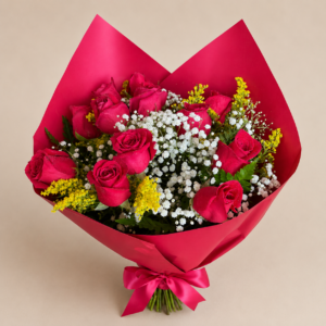 Buquê Clássico com 12 Rosas Vermelhas